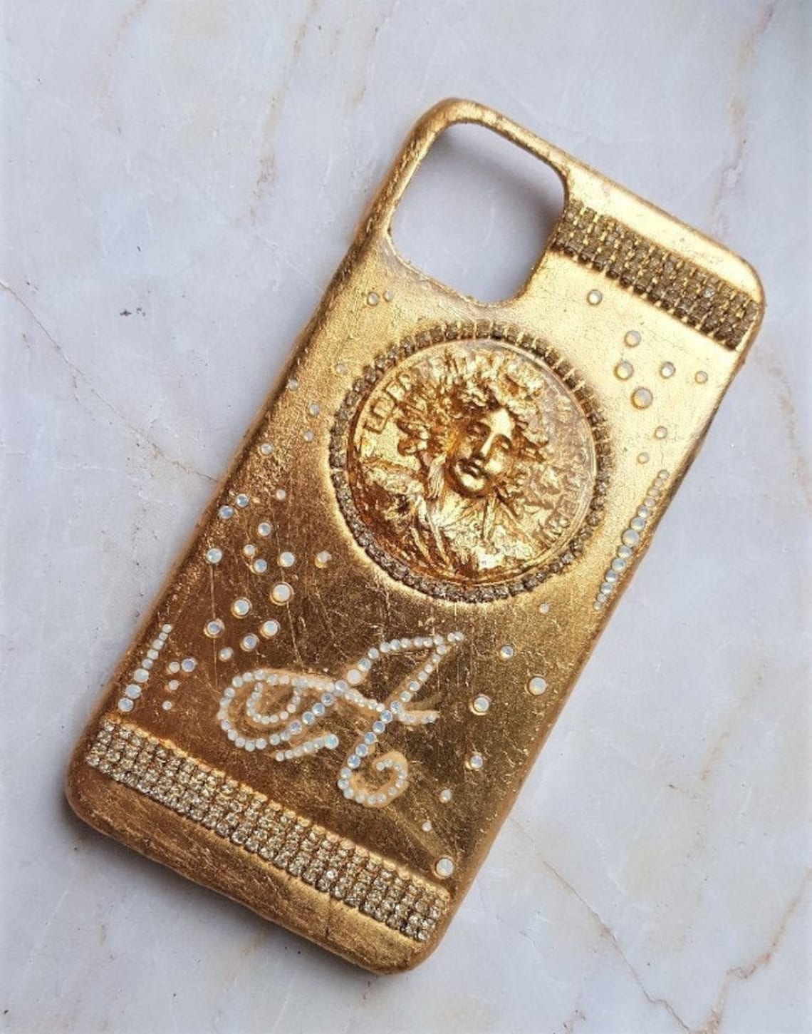 Personalized Gold Phone Case With Crystal for Iphone 11 12 Etsy