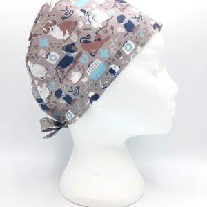 Vets and Pets Brown Turquoise Scrub Hat Cap