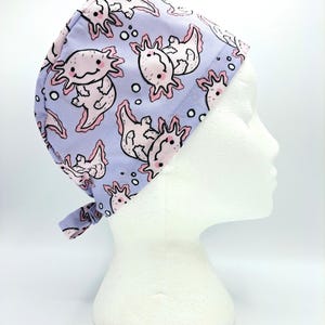 Axolotls on Lavender Scrub Hat Cap