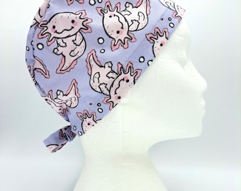 Axolotls on Lavender Scrub Hat Cap