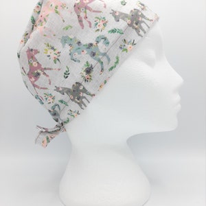 Floral Horses Scrub Hat Cap