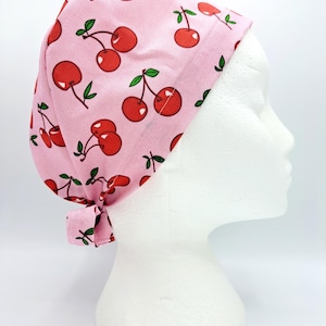 Cherries on Pink Scrub Hat Cap