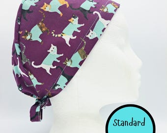 Theatre Cats on Purple Scrub Hat Cap