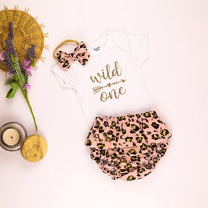 Wild one birthday girl bloomers set.