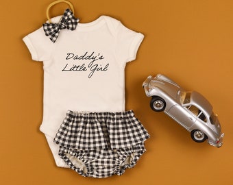 Father&#39;s Day Baby Girl outfit. Daddy&#39;s little girl Baby Bloomers Set. Diaper Cover