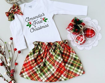 Vestito di Natale bambina, Vestito di Natale personalizzato per neonati. Il mio primo set di Natale, La prima tutina di Natale per neonati, Tutina di Natale per neonati