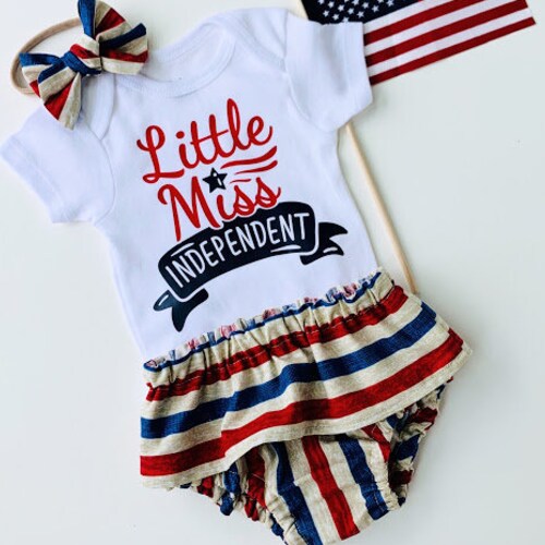 Baby Girl 4th of July Star Stripes Outfit Personalized Etsy