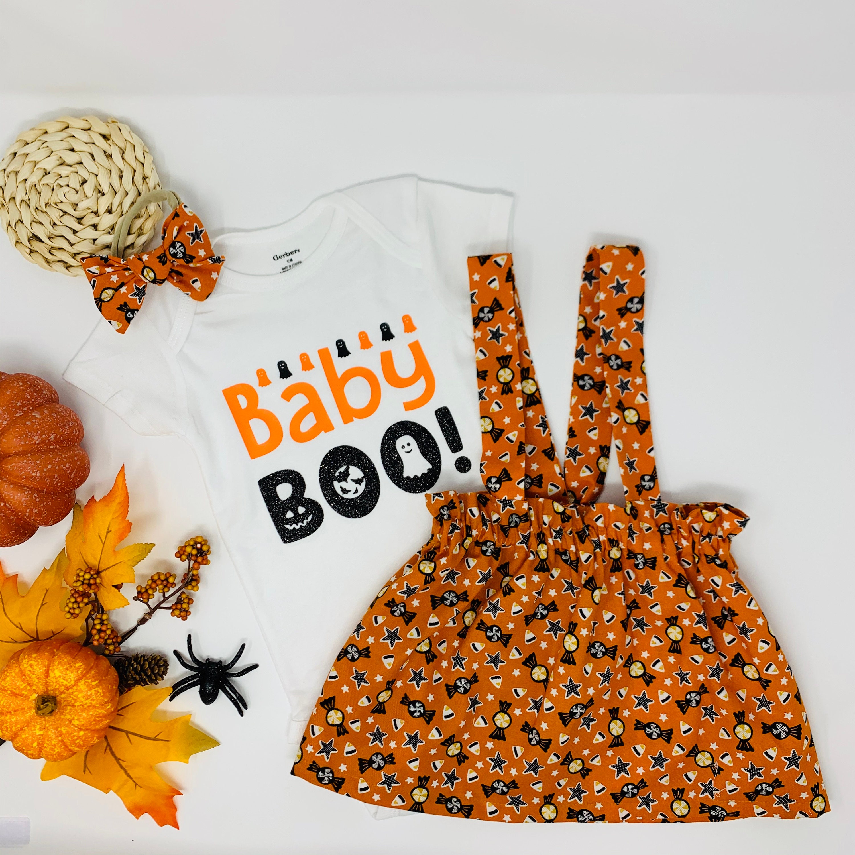 First Halloween Girls Outfit. Baby BOO Onesies. Suspender - Etsy