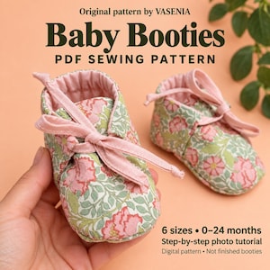 Schnittmuster für Babyschuhe (PDF), Babyschuhe (0–24 Monate), druckbares Baby-Schnittmuster, Fotoanleitung