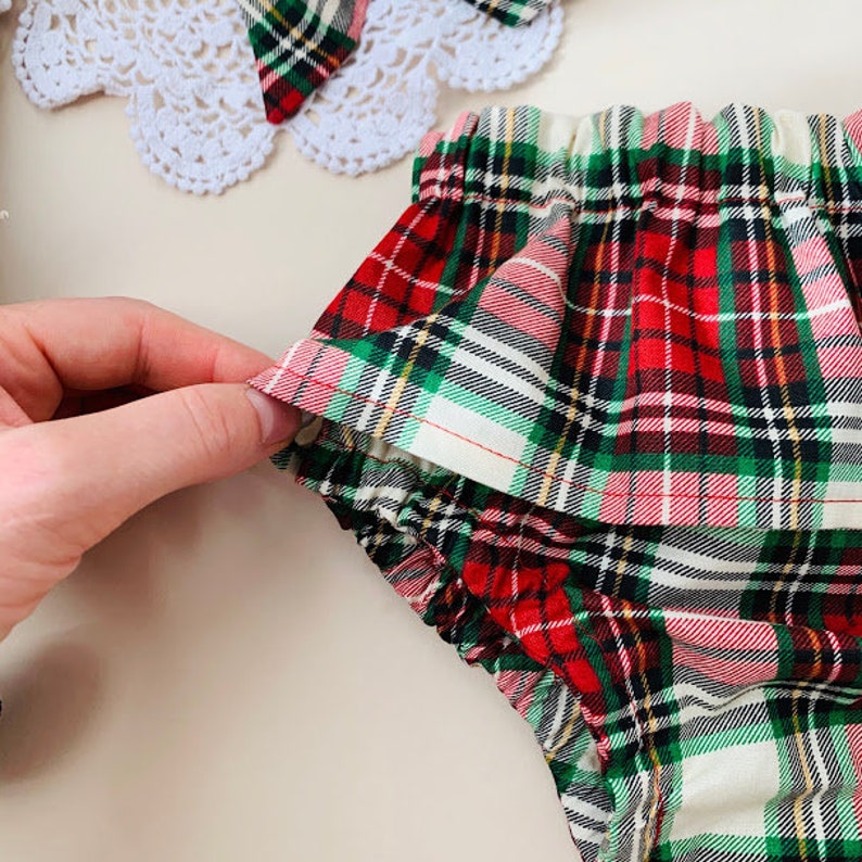 Baby girl Christmas Outfit Christmas Bloomers Plaid red Etsy