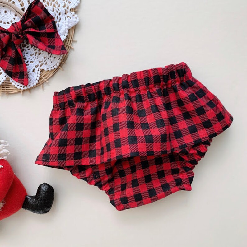 Baby Girl Christmas Outfit Christmas Bloomers Plaid Red Etsy