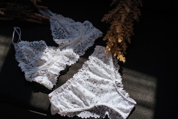 Lace Floral Bridal and Honeymoon Bra and Panty Set