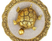 Metal Fengshui Tortoise with Crystal Plate Home Decor table decor showpiece For Happiness, Positivity, Peace Lucky Tortoise Good luck symbol