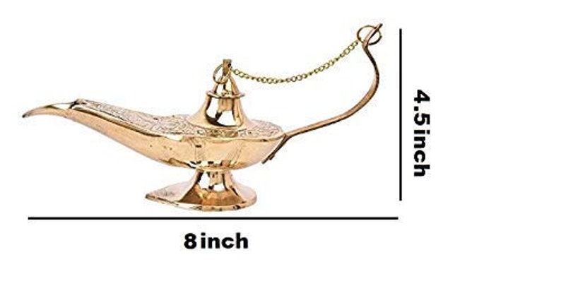 5 Inch Golden Brass Metal Antique Unique Aladdin oil lamp Incense Burner 13 cm Quality Material.Stylish Golden Antique Look.