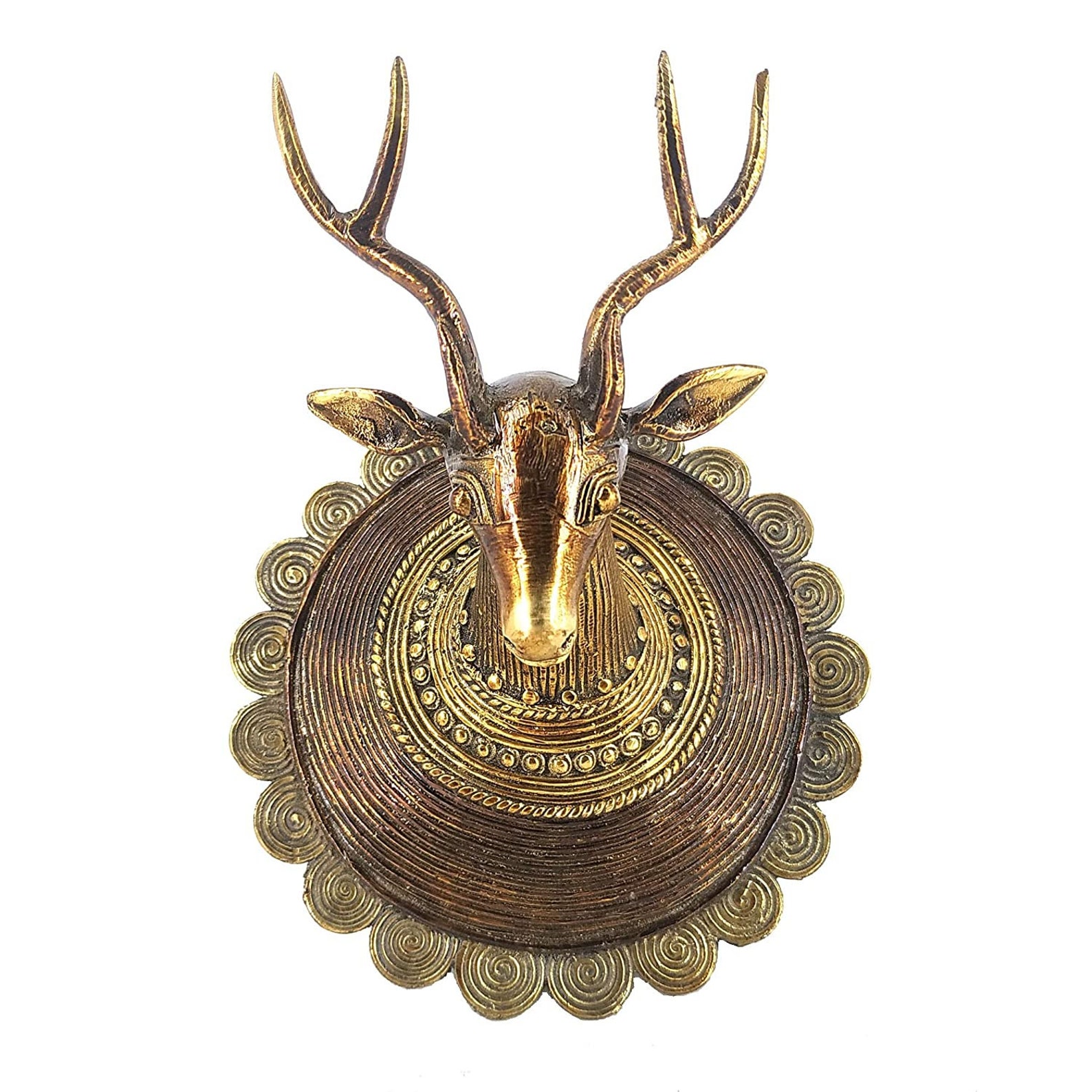 Deer Head Wall Hanging Dhokra Brass Decor brown and Gold Etsy