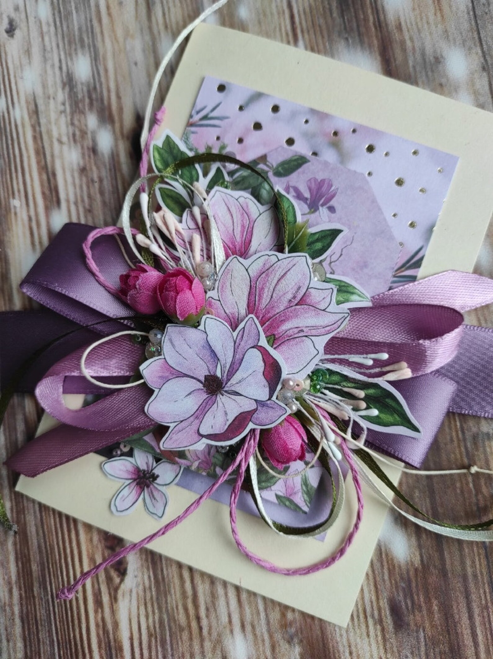 Handmade postcard. 3D postcard. A beautiful voluminous Etsy