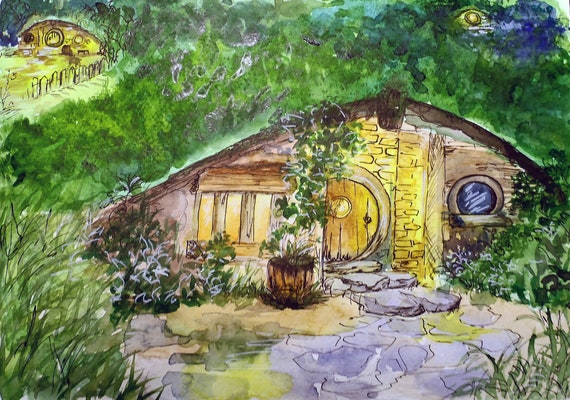 Lord Travel Movie Posters Jrr Fantasy Bag End Art Watercolor Painting Print MiddleEarth