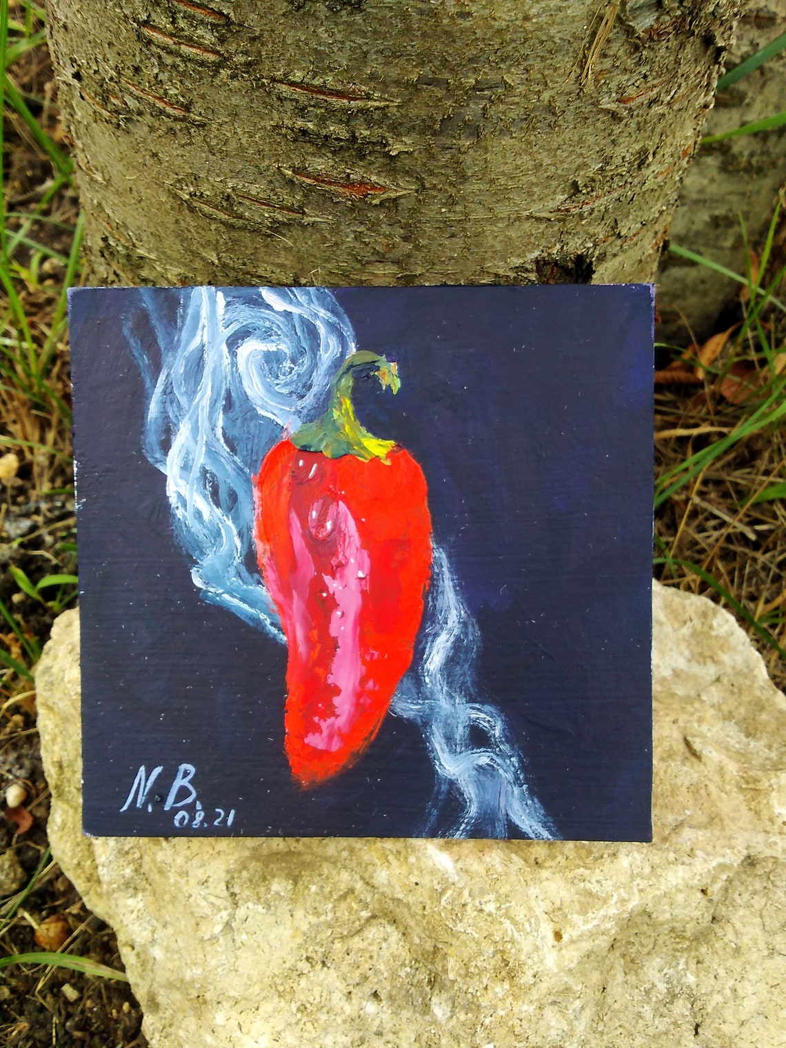 Chili Pepper Painting Food Original Art Kitchen Wall Art Etsy