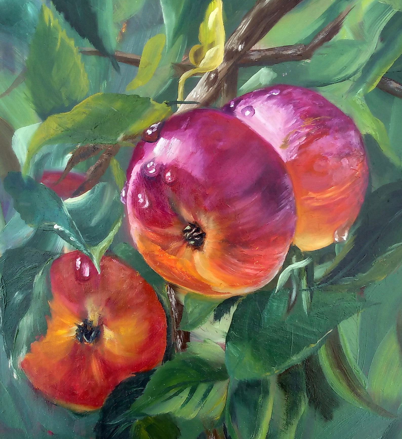 Apples Painting Still Life Original Art Red Apples Fruit Etsy