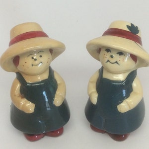 Farmer Salt and Pepper Shakers Ceramic ~ Fun and Whimsical ~ Country Kitchen