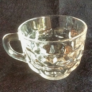Vaso de ponche de vidrio Federal Glass: Cristalería para fiestas con diseño de huellas dactilares vintage