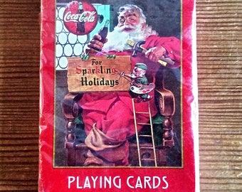 1998 Coca-Cola Playing Cards, Collectible Sparkling Holidays Deck, Sealed Package, Vintage Card Set