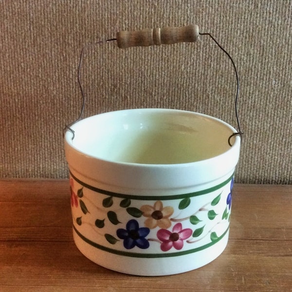 Alpine Pottery Floral Design Roseville Crock With Handle