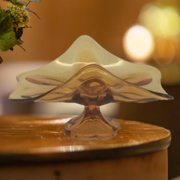 Vintage Amber Glass Pedestal Bowl, Candy Dish, Nut Dish, Retro-inspired, Old-world Charm, Conversation Starter