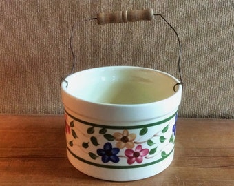 Alpine Pottery Floral Design Roseville Crock With Handle