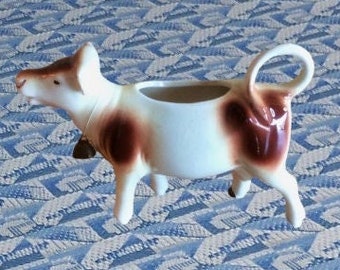 Vintage Cow Creamer with Bell, West Germany, Collectible Farmhouse Decor, Kitchen Table Centerpiece