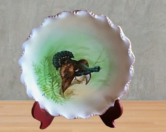 Hand Painted Limoges Turkey Plate: French Porcelain Decor (9")