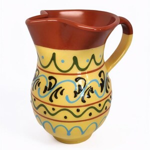 Brocca per sangria lavorata a mano in ceramica spagnola multicolore marrone e giallo