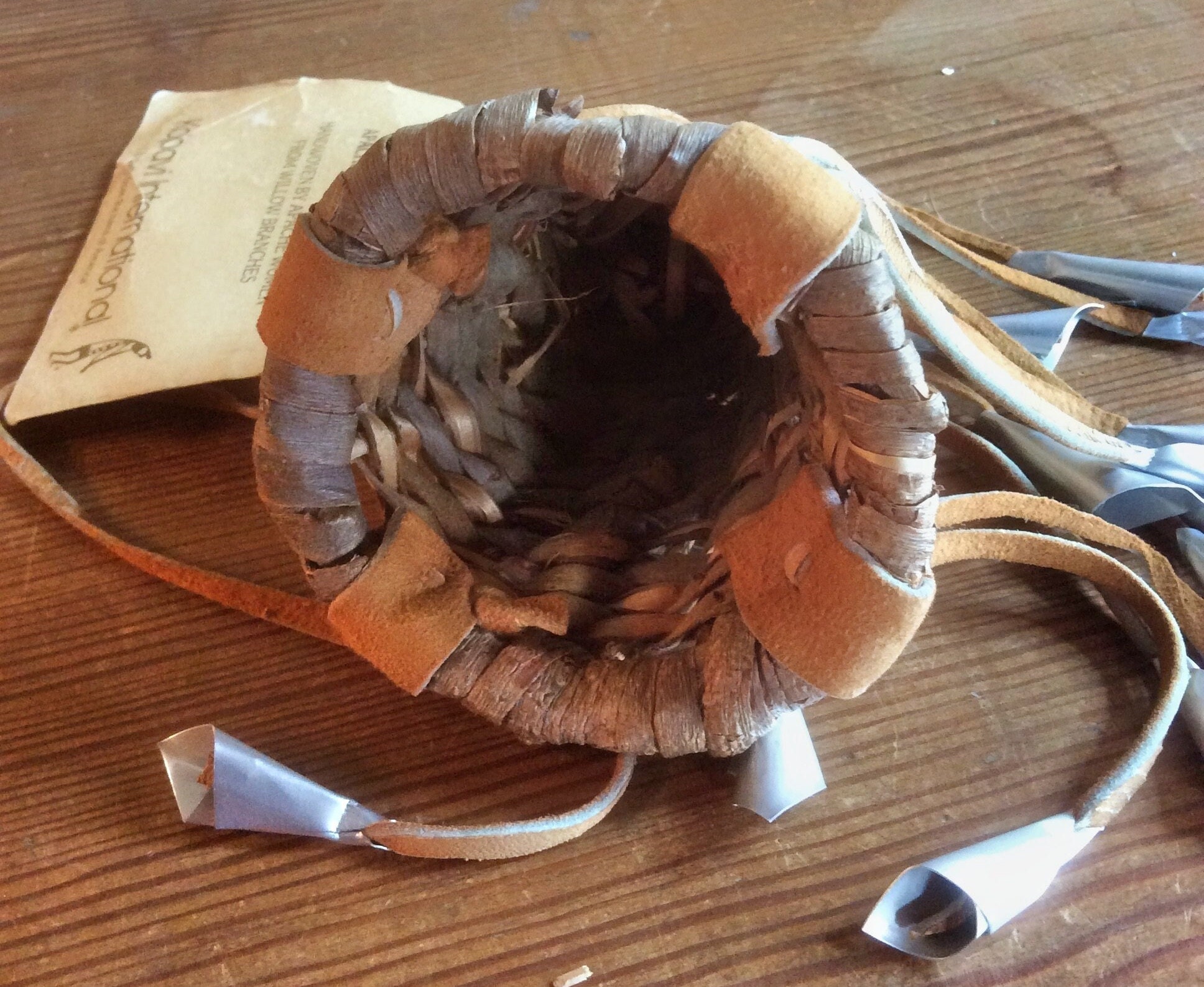 Apache Women Willow Branch Basket, Miniature Burden Basket, Handmade