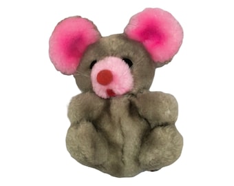 Vintage Mary Meyer Stuffed Animal Mouse Plush Gray with Pink Ears and Nose 6&quot;