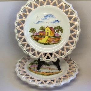 Decorative Nautical Wall Decor Hanging Reticulated Plates Artist Signed