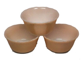 Fire King Peach Luster Custard Bowls - Set of 3