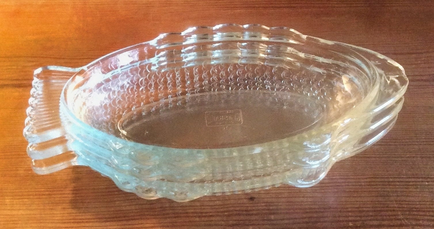 Set of 3 Glass Fish Dishes 9 Glasbake USA Fish Serving Etsy