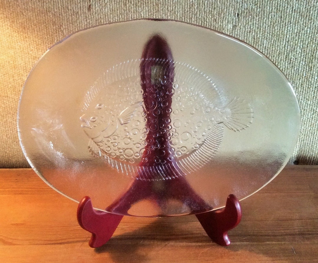 Clear Glass Flounder Fish Serving Plate Platter Oval Shape Etsy