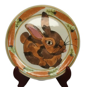 Janet Rothwoman Signed Art Pottery Plate Animal Rabbit Vintage Collectable