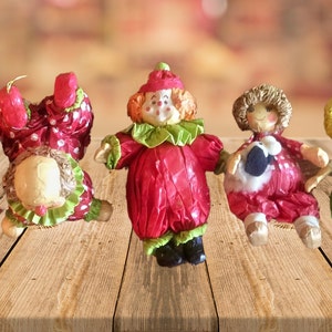 Vintage Pappmaché Clown Puppe Weihnachtsschmuck Dumme Seltene Skurrile Happy