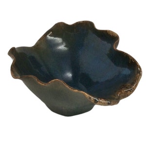 Pat O'Donnell Studio Pottery Wavy Blue Oyster Shape Bowl 1993 ~ Pottery Bowls ~ Studio Pottery