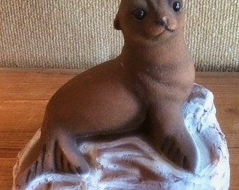 Sand Cast Seal Figurine Coastal Decor, Knick Knack Home Decor, Unique Gift Idea, Seal Lover Gift