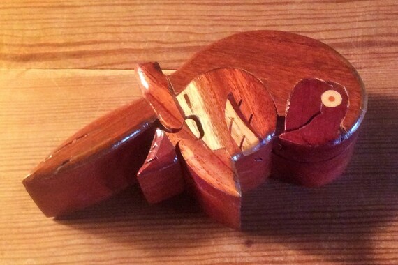 Parrot Bird Carved Wood Puzzle Box ~ Decorative B… - image 3