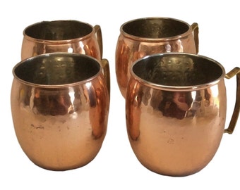 Hammered Moscow Mule Cups Set of 4 Beverage Mugs 16 Fluid Ounces Gently Used