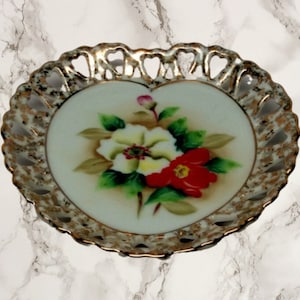 Vintage Ucagco Floral Trinket Dish: Ceramic Jewelry Holder