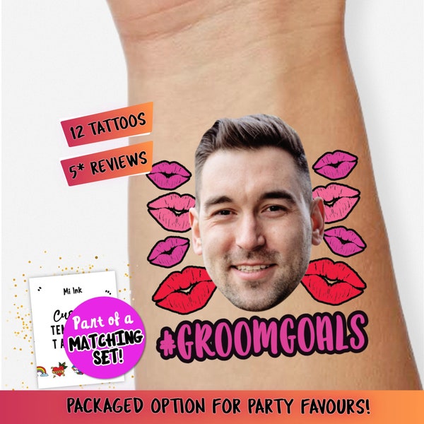 Hen Party Tattoos Groom Goals Photo Tattoos #Groomgoals Personalised Custom Temporary Tattoos Groom Hen Do Bachelorette Hen Party Favours