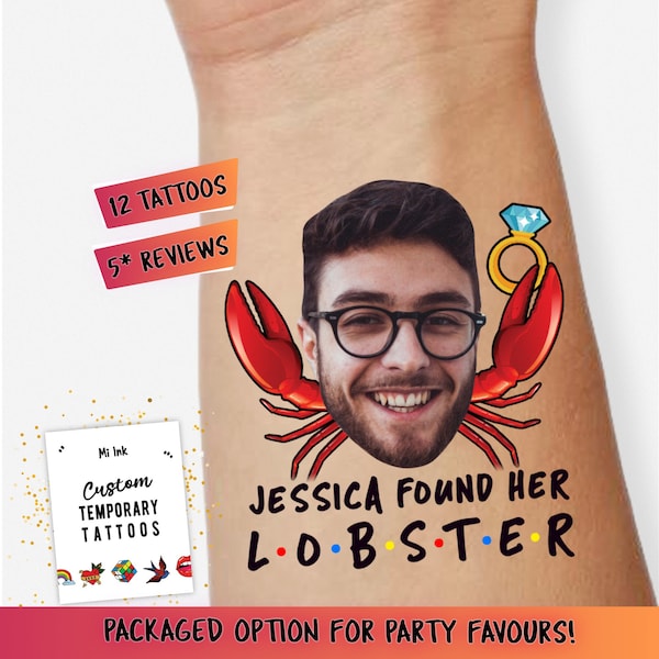 He's My Lobster Friends Tattoos Photo Tattoos Face Tattoos Personalised Custom Temporary Tattoos Found Her Lobster