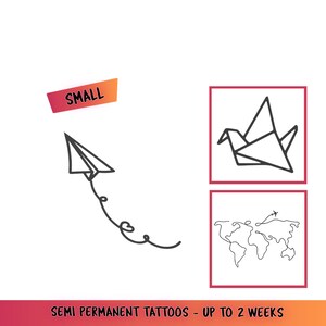 Semipermanentes Tattoo Kleine Tattoos Vogel Tattoos Origami Papier Schwan Tattoo Papierflieger Weltkarte - Tattoos die bis zu 2 Wochen halten!