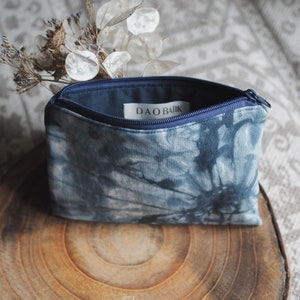 blaues Batik Täschchen, Kosmetiktasche, Aufbewahrung