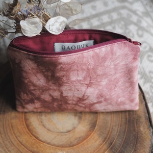 dunkelrot pinkes Batik Täschchen, Kosmetiktasche, Aufbewahrung